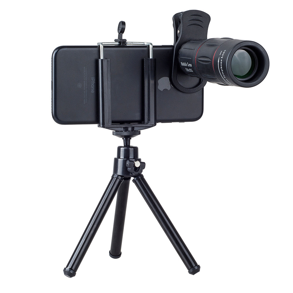 Apexel APL-T18XZJ Universal 18X Telescope Zoom Lens with Mini Desktop Tripod Phone Clip