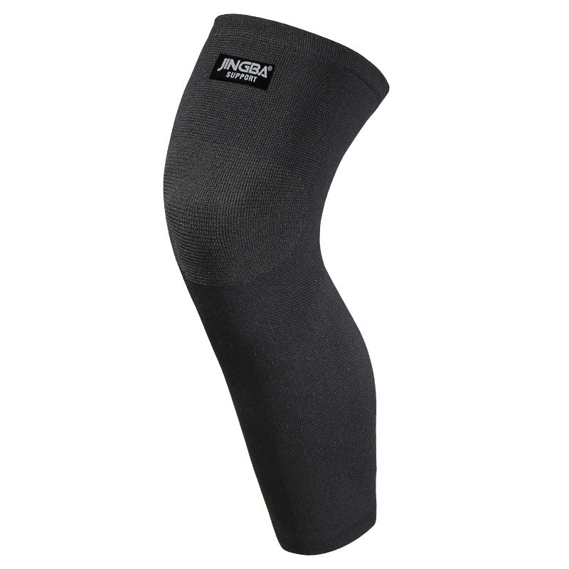 JINGBA SUPPORT 0467 1Pc Lengthened Breathable Sports Basketball Knee Guard Knitted Elastic Running Cycling Anti-strain Knee Sleeve Protector - Black 2XL/3XL