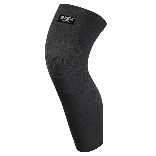 JINGBA SUPPORT 0467 1Pc Lengthened Breathable Sports Basketball Knee Guard Knitted Elastic Running Cycling Anti-strain Knee Sleeve Protector - Black 2XL/3XL
