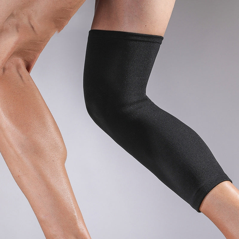 JINGBA SUPPORT 0467 1Pc Lengthened Breathable Sports Basketball Knee Guard Knitted Elastic Running Cycling Anti-strain Knee Sleeve Protector - Black 2XL/3XL