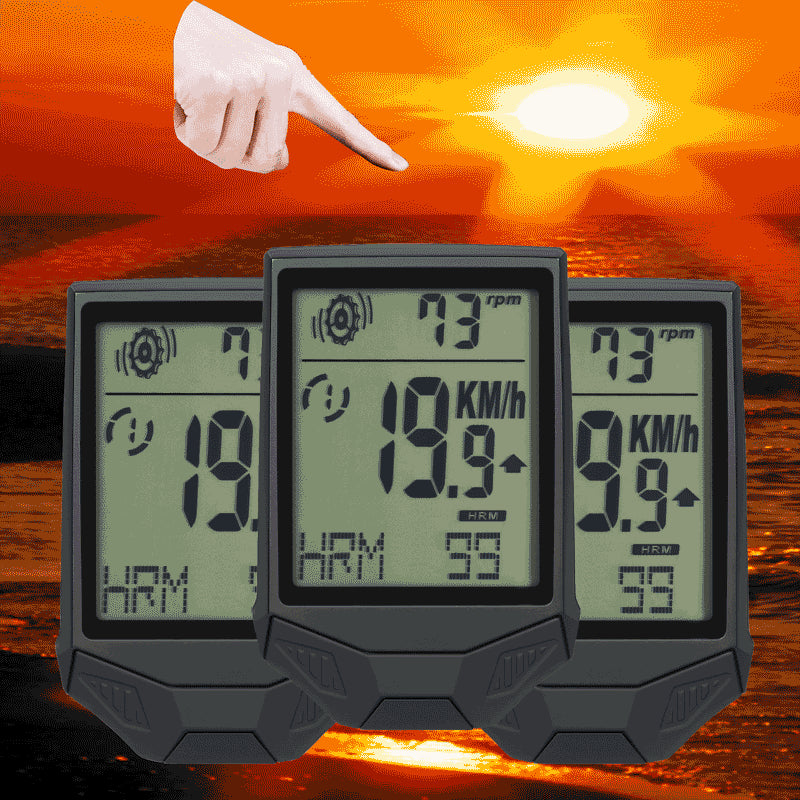 XH-BC335-LCD Wireless Bike Computer Heart Rate Cadence Sensor Multifunctional Waterproof LCD Screen Cycling Computer - Black