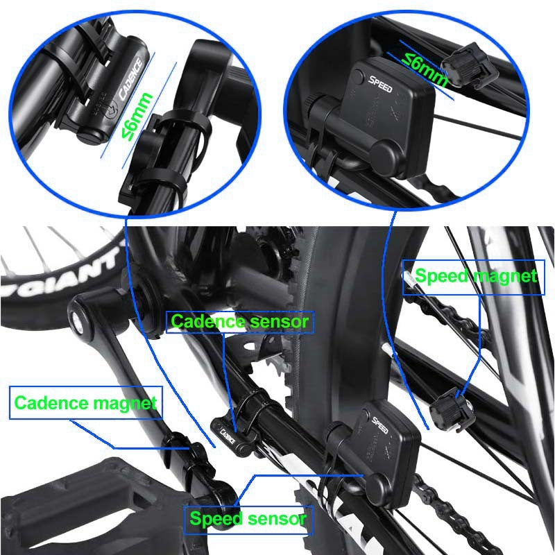 XH-BC335-LCD Wireless Bike Computer Heart Rate Cadence Sensor Multifunctional Waterproof LCD Screen Cycling Computer - Black