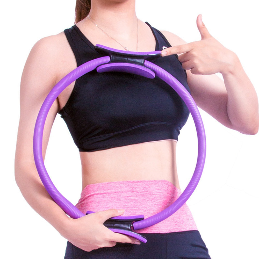 Uniqkart AP6225 Yoga Magic Ring Pilates Circle Exercise Equipment Workout Fitness Training Resistance Support Tool - Rose