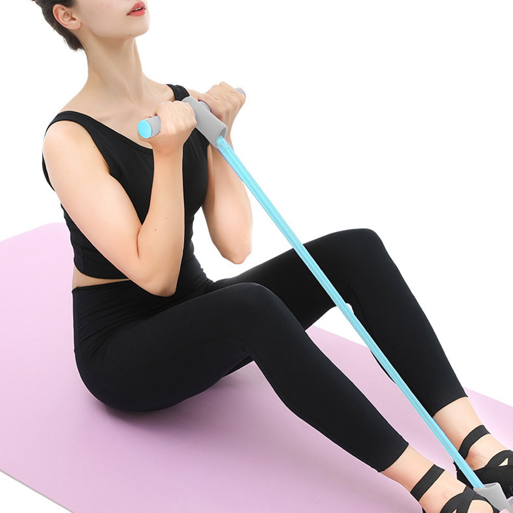Uniqkart Fitness Pedal Puller 4 Tubes Elastic Rope Resistance Band Sit-up Pull-up Sports Training Equipment - Light Green