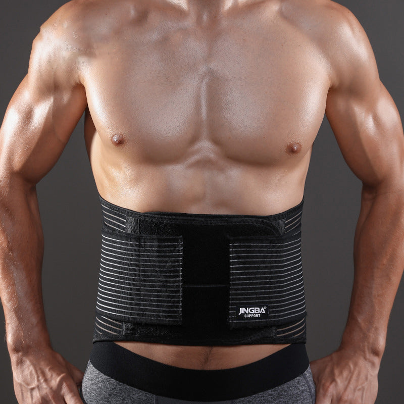 Jingba Support 1052 Sports Compression Waist Support Band Weightlifting Fitness Waist Guard Protective Strap - Black/L