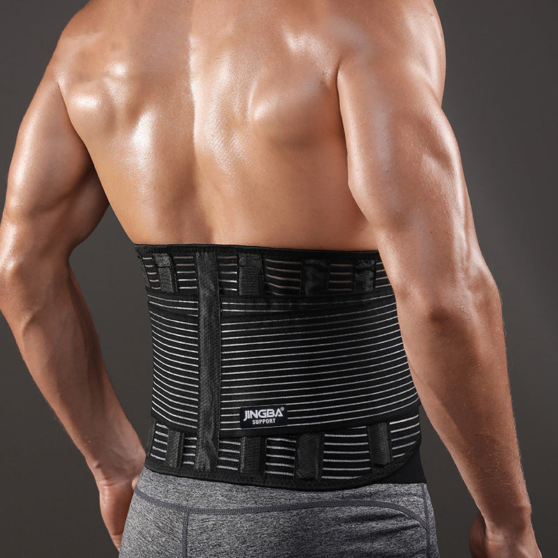 Jingba Support 1052 Sports Compression Waist Support Band Weightlifting Fitness Waist Guard Protective Strap - Black/L