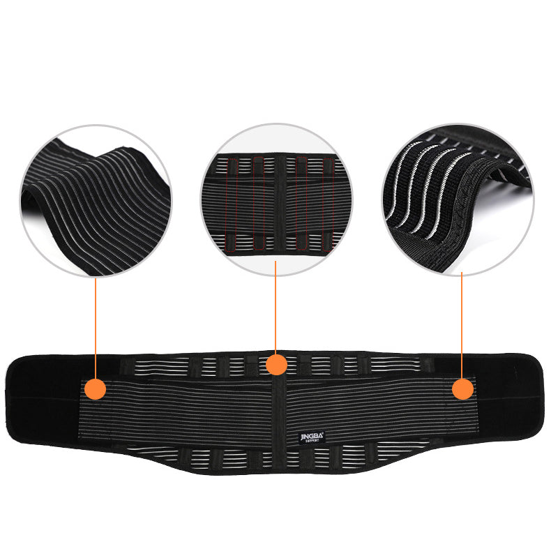 Jingba Support 1052 Sports Compression Waist Support Band Weightlifting Fitness Waist Guard Protective Strap - Black/L