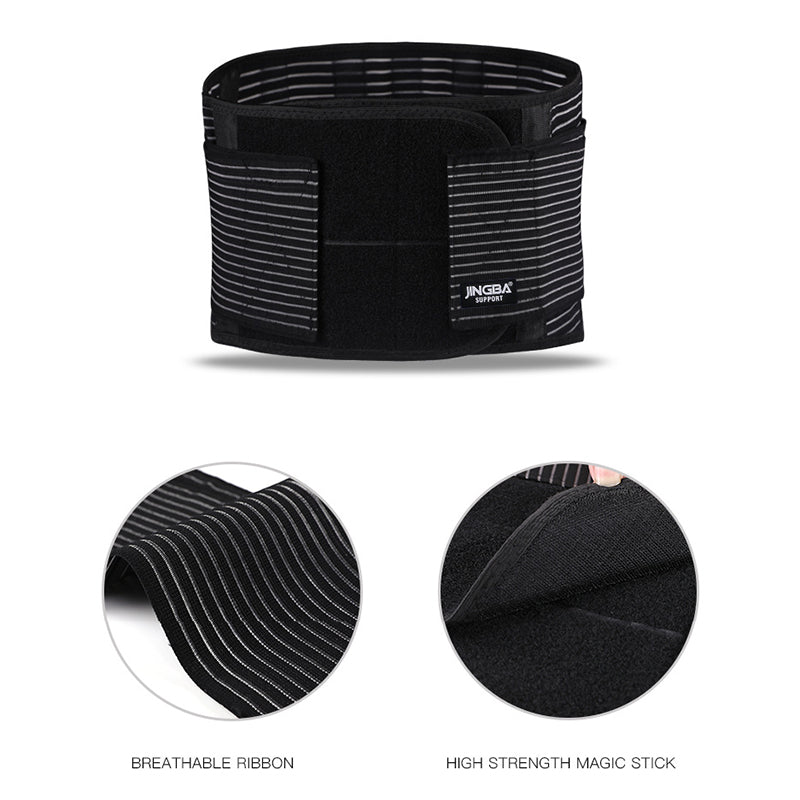 Jingba Support 1052 Sports Compression Waist Support Band Weightlifting Fitness Waist Guard Protective Strap - Black/L