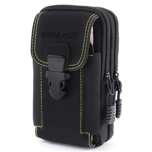 6.5-inch Vertical Three Layer Design Portable Sports Tactical Mobile Phone Pouch Belt Hanging Storage Bag - Black