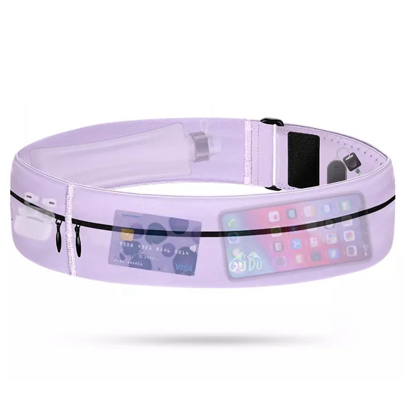 Elastic Sport Pouch Belt Fitness Jogging Running Waist Pack Bag 7.2'' Cell Phone Holder, Size: S - Light Purple