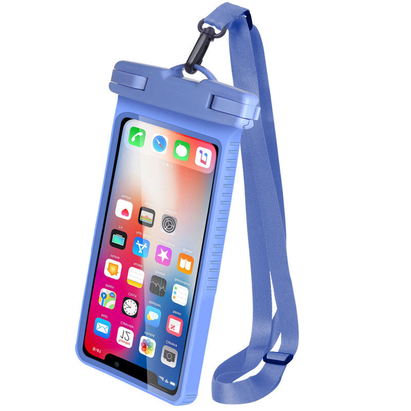 Waterproof Mobile Phone Bag Universal Beach Pool Swimming Cell Phone Pouch with Lanyard for 6.7'' Phones - Blue