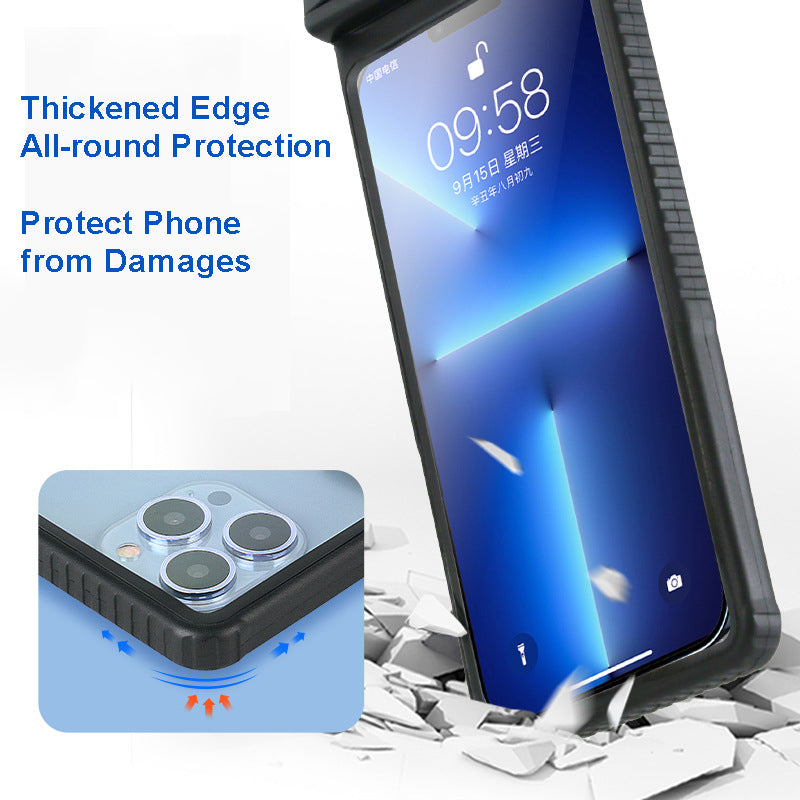 Waterproof Mobile Phone Bag Universal Beach Pool Swimming Cell Phone Pouch with Lanyard for 6.7'' Phones - Blue
