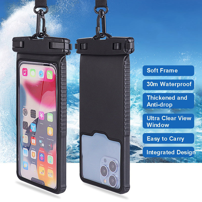 Waterproof Mobile Phone Bag Universal Beach Pool Swimming Cell Phone Pouch with Lanyard for 6.7'' Phones - Blue