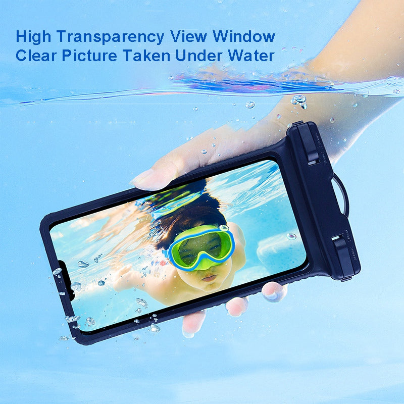 Waterproof Mobile Phone Bag Universal Beach Pool Swimming Cell Phone Pouch with Lanyard for 6.7'' Phones - Blue