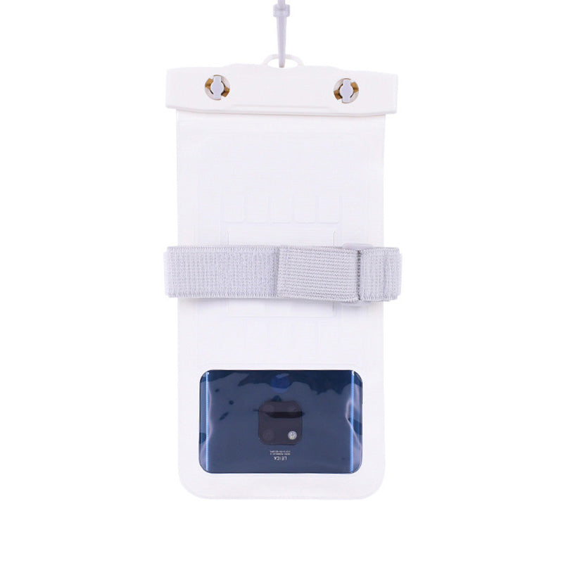 Waterproof Bag for Under 7.2-inches Cell Phone Universal Beach Pool Swimming Phone Pouch with Strap - White