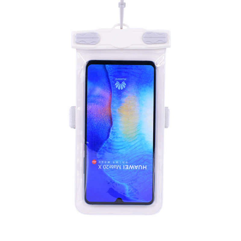 Waterproof Bag for Under 7.2-inches Cell Phone Universal Beach Pool Swimming Phone Pouch with Strap - White