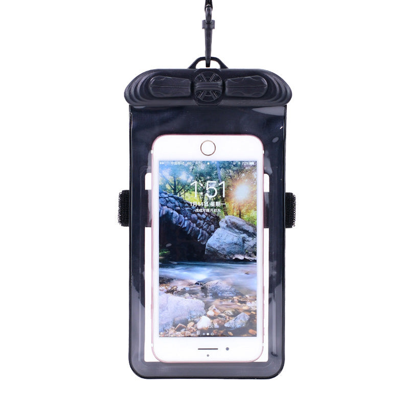 T-35N 5.2-6.44 Inches Cell Phone Bag Waterproof Universal Beach Pool Swimming Phone Pouch with Strap, Size L - Black