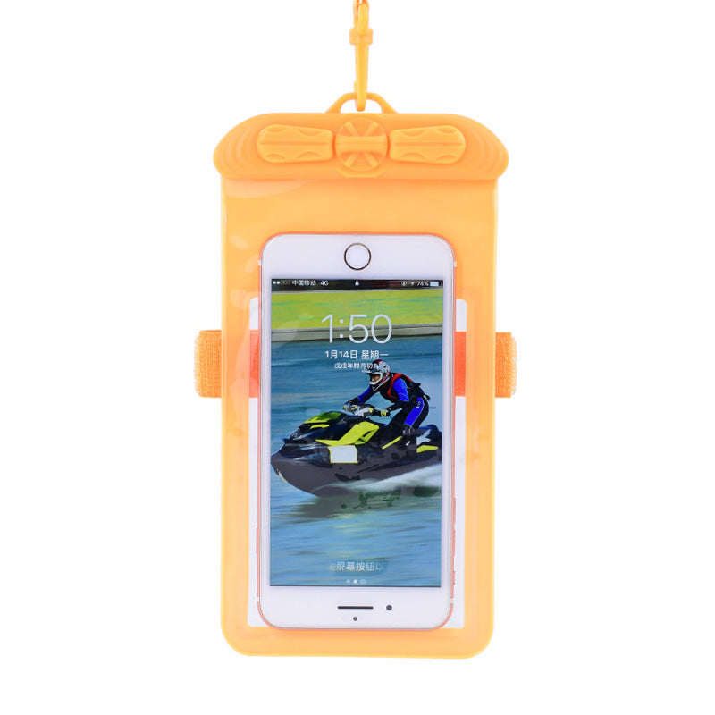 T-35N 5.2-6.44 Inches Cell Phone Bag Waterproof Universal Beach Pool Swimming Phone Pouch with Strap, Size L - Yellow