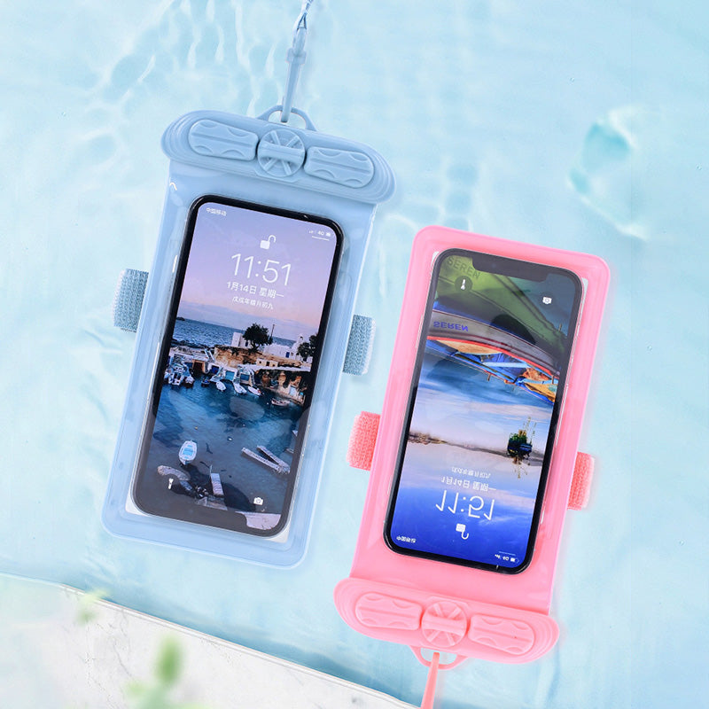 T-35N 5.2-6.44 Inches Cell Phone Bag Waterproof Universal Beach Pool Swimming Phone Pouch with Strap, Size L - Yellow