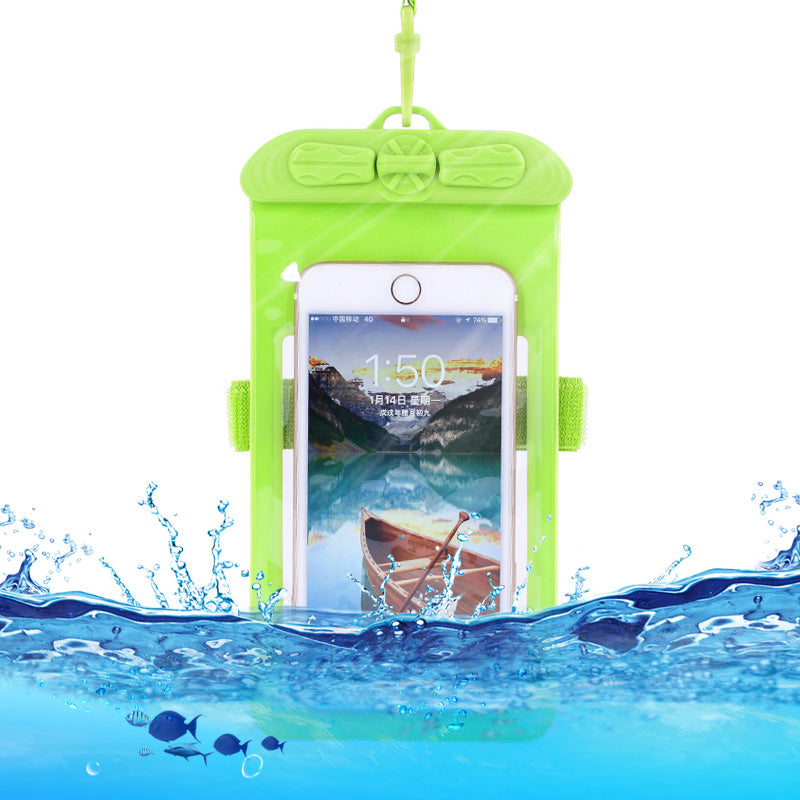 T-35N 5.2-6.44 Inches Cell Phone Bag Waterproof Universal Beach Pool Swimming Phone Pouch with Strap, Size L - Green