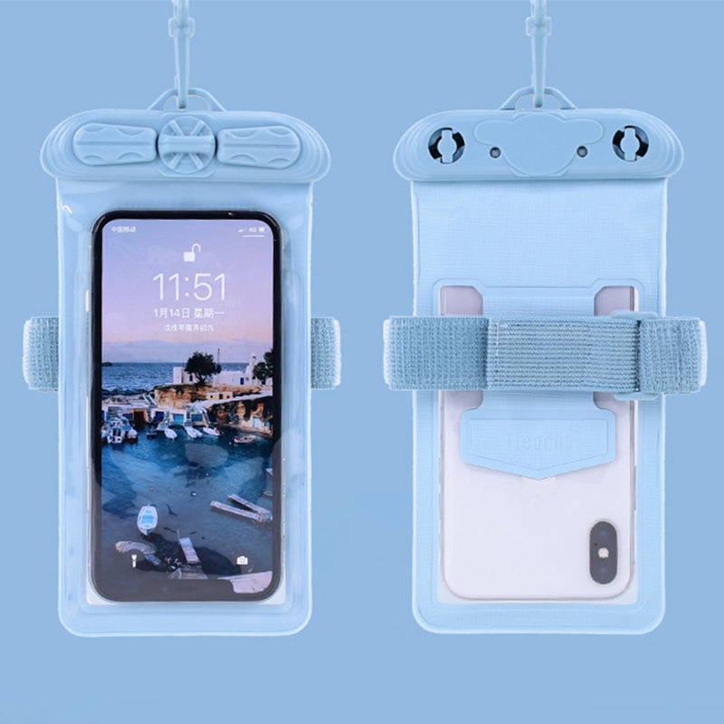 T-35N 5.2-6.44 Inches Cell Phone Bag Waterproof Universal Beach Pool Swimming Phone Pouch with Strap, Size L - Baby Blue