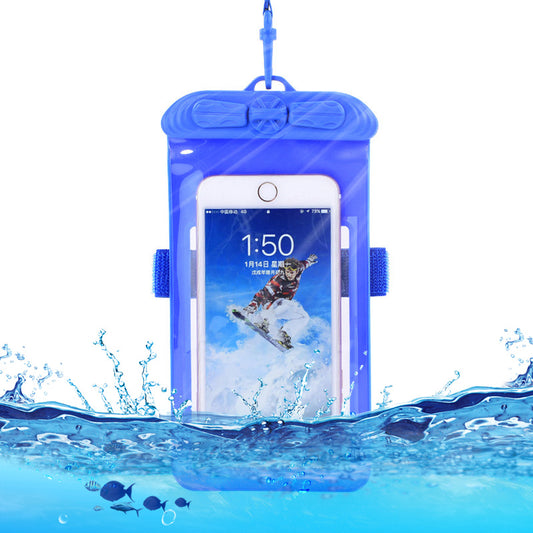 T-35N 5.2-6.44 Inches Cell Phone Bag Waterproof Universal Beach Pool Swimming Phone Pouch with Strap, Size L - Blue