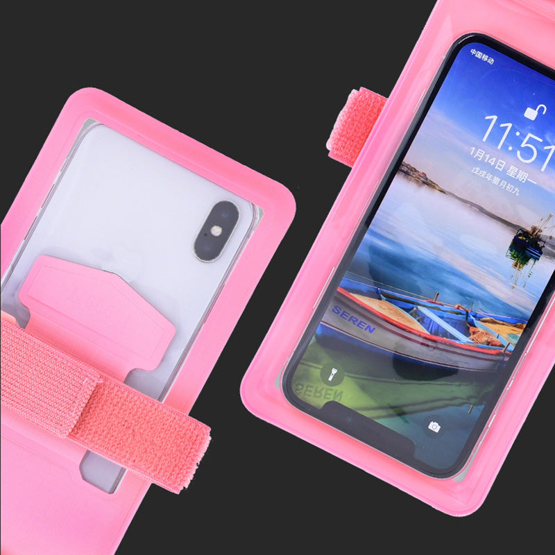 T-35N 5.2-6.44 Inches Cell Phone Bag Waterproof Universal Beach Pool Swimming Phone Pouch with Strap, Size L - Blue