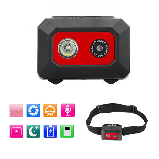 F18 HD 1080P Sports DV Camera Head-mounted DVR Action Camera Night Vision Video Camcorder with LED Headlight - Red