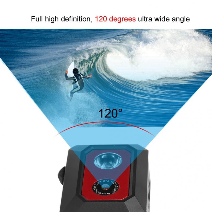 F18 HD 1080P Sports DV Camera Head-mounted DVR Action Camera Night Vision Video Camcorder with LED Headlight - Blue