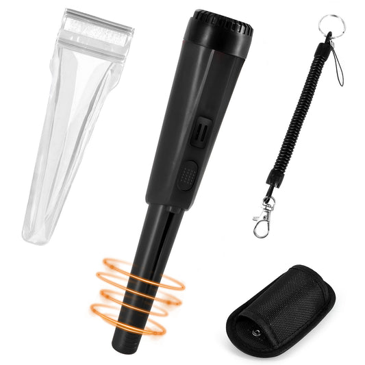 LCD Display Metal Detector Pinpointer Handheld Pin Pointer Wand Treasure Finder Probe with Spring Buckle for Adults Kids (No Battery) - Black