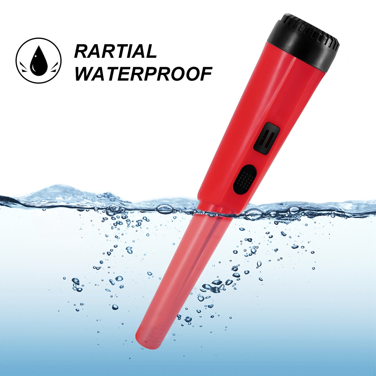 Handheld Metal Detector Pinpointer Portable Pin Pointer Wand Search Treasure Finder Probe with LCD Display for Adults Kids (No Battery, No Waterproof Bag) - Red