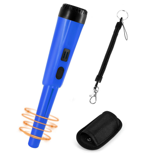 Handheld Metal Detector Pinpointer Portable Pin Pointer Wand Search Treasure Finder Probe with LCD Display for Adults Kids (No Battery, No Waterproof Bag) - Blue