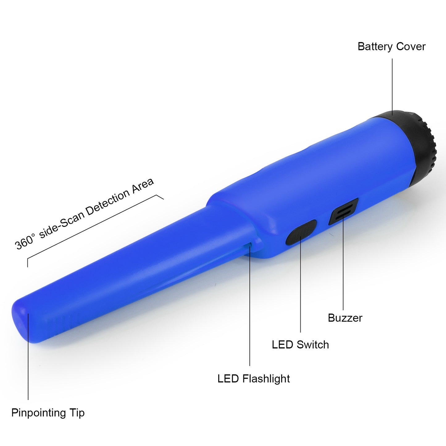 Handheld Metal Detector Pinpointer Portable Pin Pointer Wand Search Treasure Finder Probe with LCD Display for Adults Kids (No Battery, No Waterproof Bag) - Blue