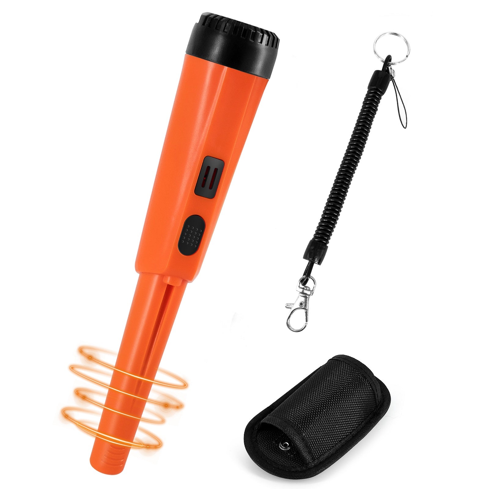 Handheld Metal Detector Pinpointer Portable Pin Pointer Wand Search Treasure Finder Probe with LCD Display for Adults Kids (No Battery, No Waterproof Bag) - Orange