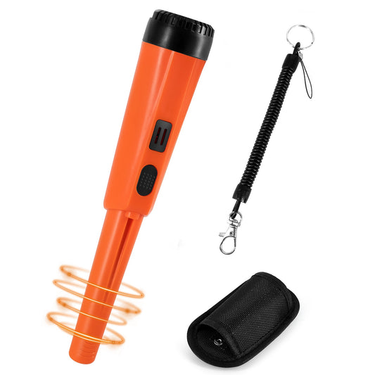 Handheld Metal Detector Pinpointer Portable Pin Pointer Wand Search Treasure Finder Probe with LCD Display for Adults Kids (No Battery, No Waterproof Bag) - Orange