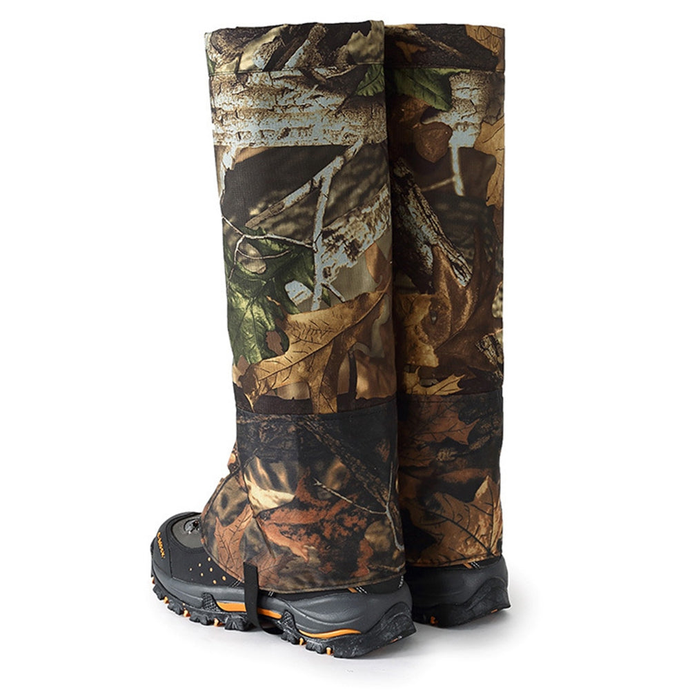 Uniqkart 1 Pair Dead Leaf Camouflage Gaiters Waterproof Boots Shoe Covers Anti-insect Leg Cover for Hiking Camping, Size L