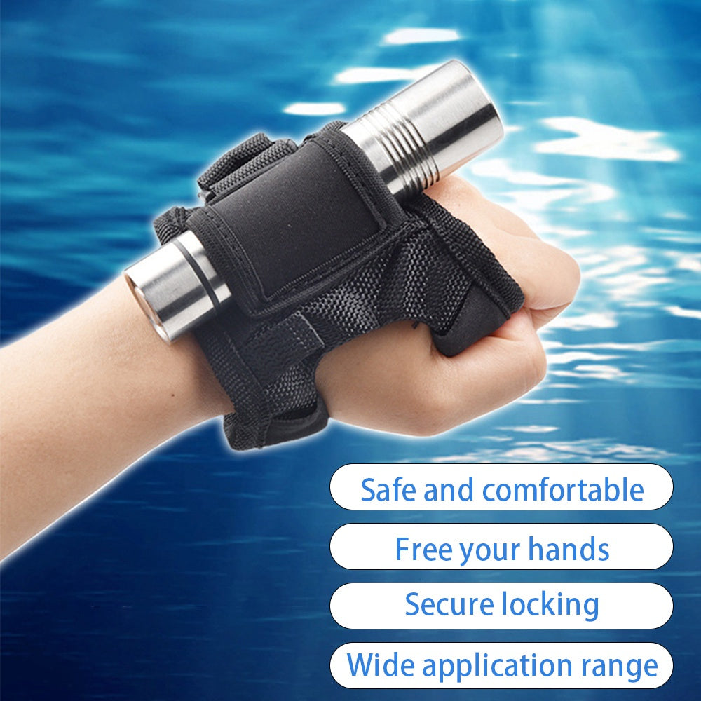 Uniqkart Diving Flashlight Glove Hands-Free Flashlight Holder for Snorkeling Fishing Universal Flashlight Wrist Holder (Elastic Type)