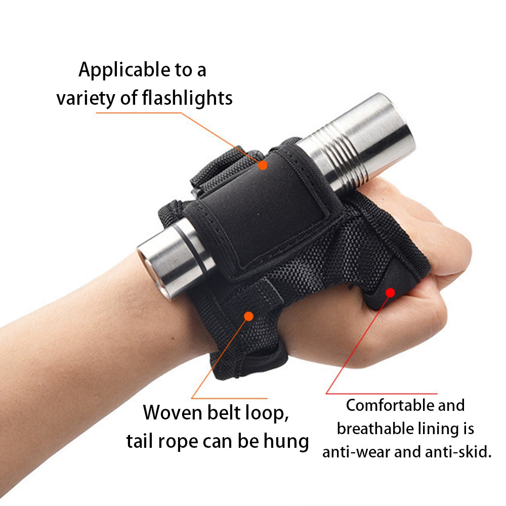 Uniqkart Diving Flashlight Glove Hands-Free Flashlight Holder for Snorkeling Fishing Universal Flashlight Wrist Holder (Elastic Type)