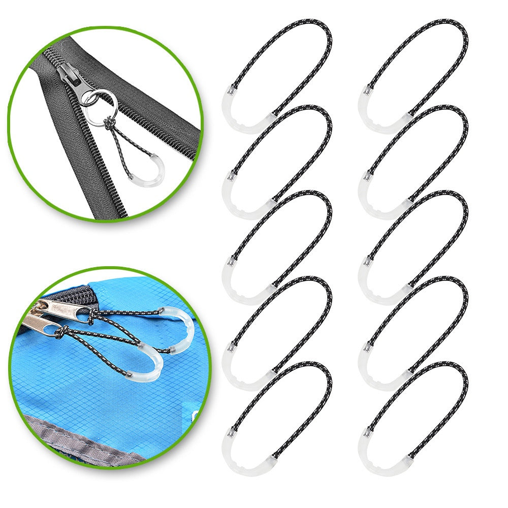 Uniqkart SLPJ 10Pcs Camping Luminous Zipper Puller Backpack Zipper Extension Rope Multifunctional Outdoor Tool