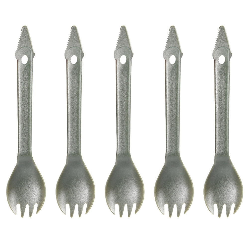 Uniqkart 5Pcs 3-in-1 Outdoor Camping Picnic Cutlery Plastic Spoon Fork Knife Tableware (BPA Free, No FDA Certificate)