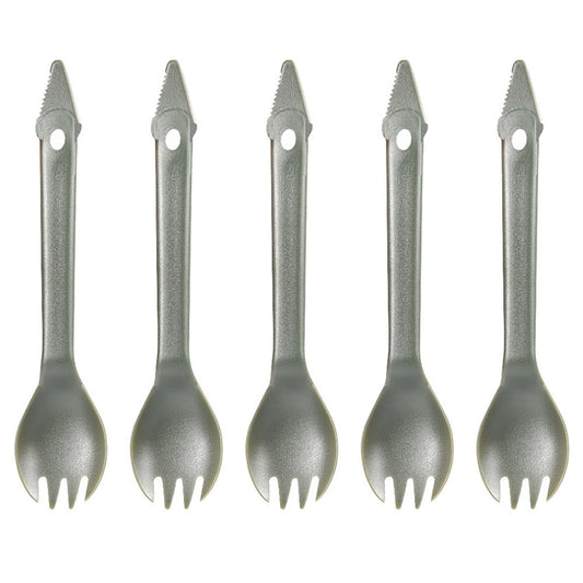 Uniqkart 5Pcs 3-in-1 Outdoor Camping Picnic Cutlery Plastic Spoon Fork Knife Tableware (BPA Free, No FDA Certificate)