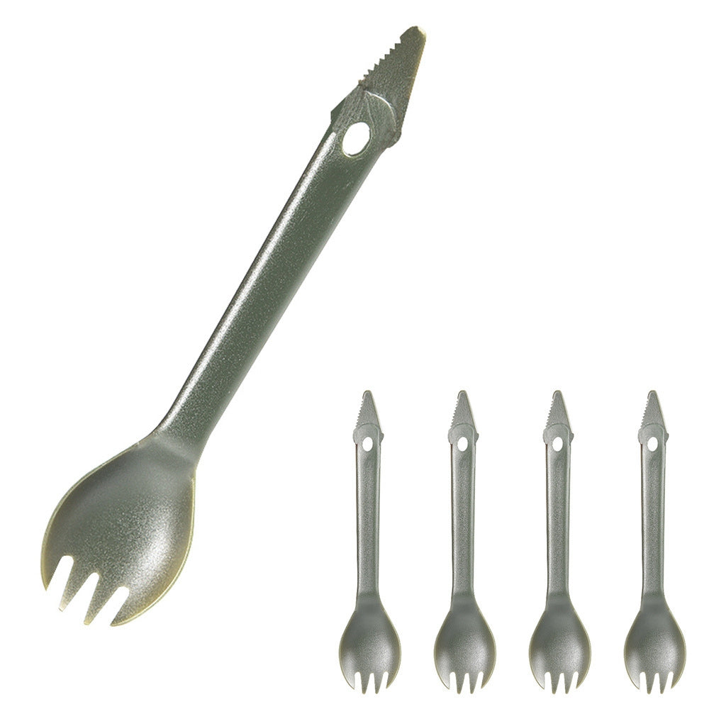 Uniqkart 5Pcs 3-in-1 Outdoor Camping Picnic Cutlery Plastic Spoon Fork Knife Tableware (BPA Free, No FDA Certificate)