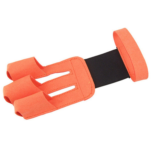 Uniqkart 1Pc 3 Fingers Gloves Archery Hand Guard Protector for Recurve Bow Shooting - Orange
