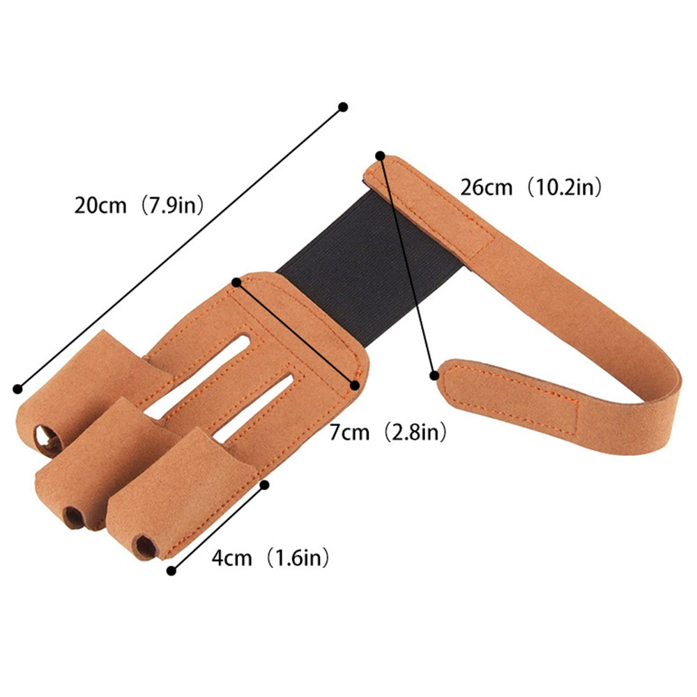 Uniqkart 1Pc 3 Fingers Gloves Archery Hand Guard Protector for Recurve Bow Shooting - Orange