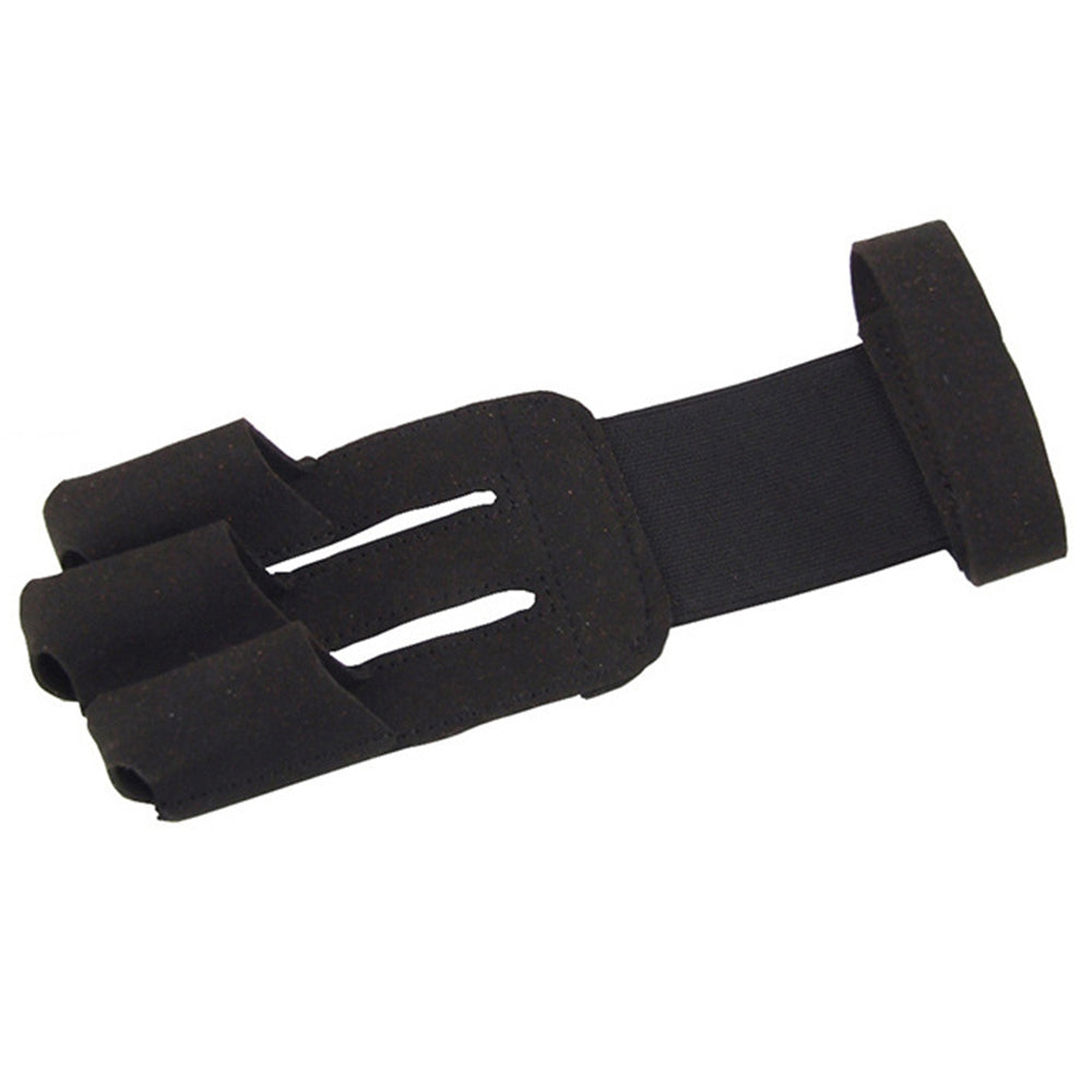 Uniqkart 1Pc 3 Fingers Gloves Archery Hand Guard Protector for Recurve Bow Shooting - Black