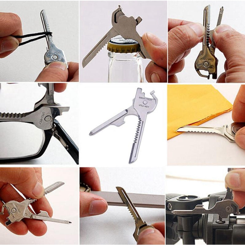 SWISS+TECH HW19004 6 in 1 Swiss Knife Multifunction Keychain Screwdriver Bottle Opener Outdoor Camping Tool