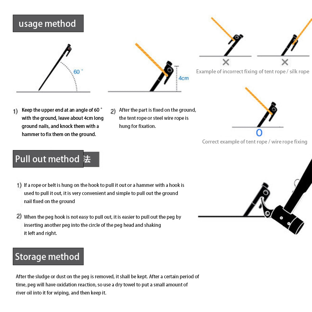 DESERT&amp;FOX 30cm Steel Tent Stake Thicken Ground Peg Outdoor Camping Canopy Tarp Accessories