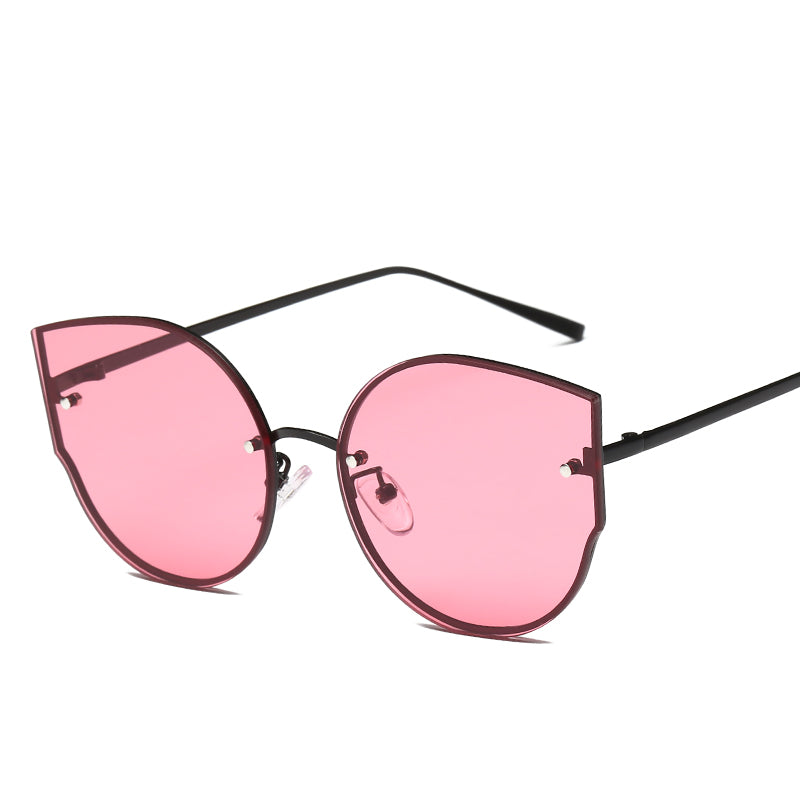 s17014 Metal Frame UV400 Protection Sunglasses Lightweight Design Comfortable Wearing Glasses - Black/Red