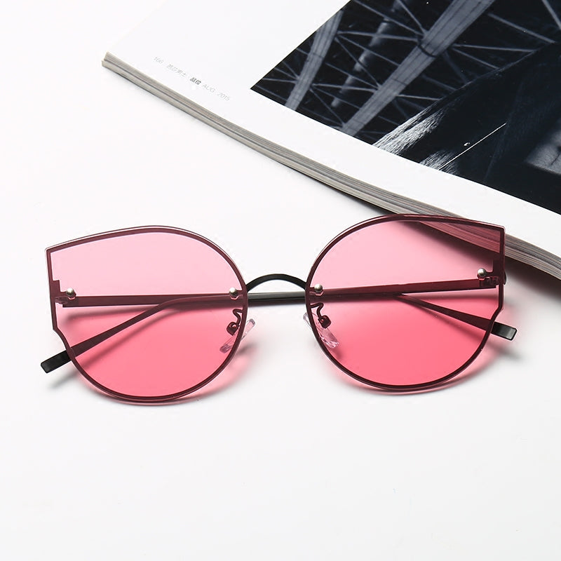 s17014 Metal Frame UV400 Protection Sunglasses Lightweight Design Comfortable Wearing Glasses - Silver/White
