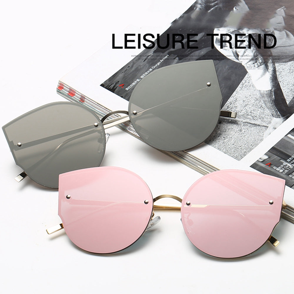s17014 Metal Frame UV400 Protection Sunglasses Lightweight Design Comfortable Wearing Glasses - Silver/White